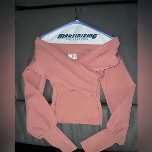 Blush off shoulder sweater